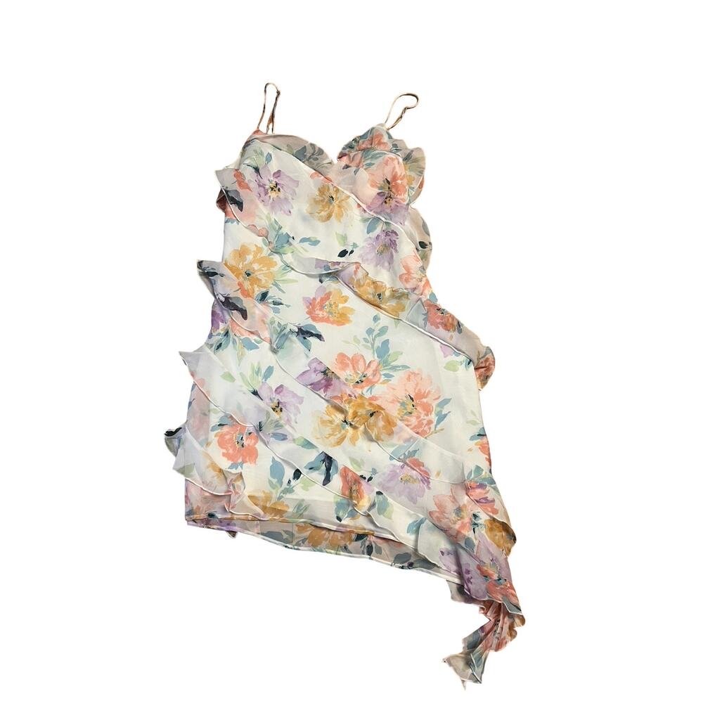 Abercrombie & Fitch Womens S Floral Print Ruffle Asymmetrical Cami Dress